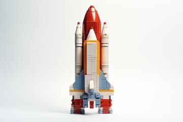 Toy parts to assemble, Space rocket on white background. Generative AI