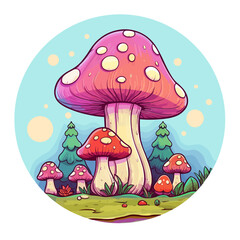  Kawaii Mushroom, cute, svg, sticker, nature, anime, toadstool