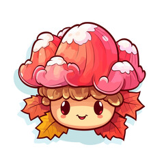  Kawaii Mushroom, cute, svg, sticker, nature, anime, toadstool