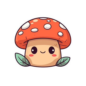 digital illustration of a cute mushroom creature, th...