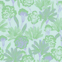 Green Botanical Floral Seamless Pattern Design