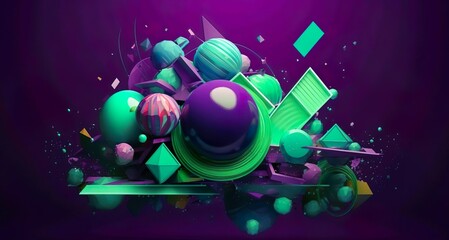 A illustration colorful display of colorful balls and a purple background