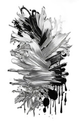 black and white sketch of a poil brush mark, Transparant 3D
