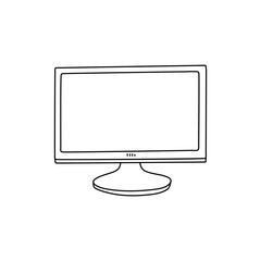 hand draw doodle pc monitor vector illustration computer