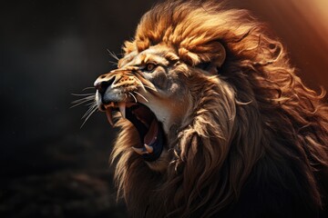 Lion Roaring: Symbol of Courage and Strength - AI Generated