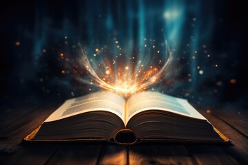 Open Book with Light Beaming out of It: Symbol of Knowledge and Enlightenment Concept - AI Generated