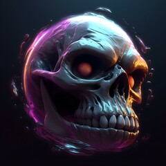 Chromatic Purple Skull, Generative AI.