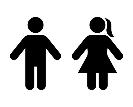 Male and female gender icon vector. Man and woman toilet door sign symbol concept