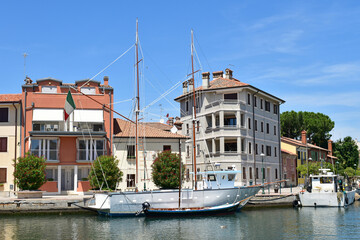 Fototapeta premium Boats in the harbor at Grado city, Italy