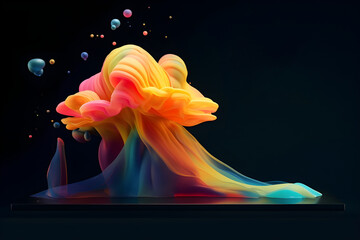 Abstract colorful gradient wave glass effect background. modern glossy colorful translucent fluid motion waves, fluent style liquid cloth 3D illustration. Generative AI
