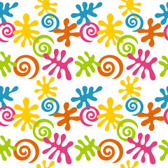 Fototapeta na wymiar Abstract pattern. Color drawing on a white background. Abstract ornament. Multicolored spiral. Color spots.