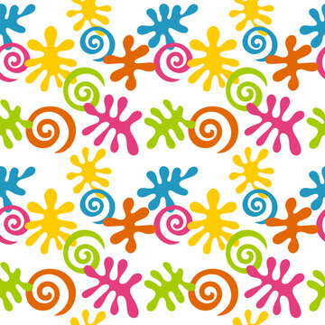 Abstract pattern. Color drawing on a white background. Abstract ornament. Multicolored spiral. Color spots. © Екатерина Донгаузер