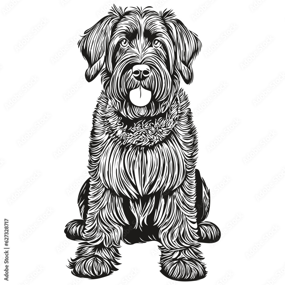 Wall mural giant schnauzer dog realistic pet illustration, hand drawing face black and white vector