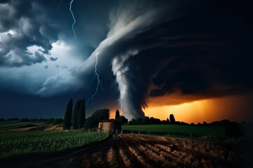 Fototapeta premium Dangerous tornado in Italy. Generative AI.