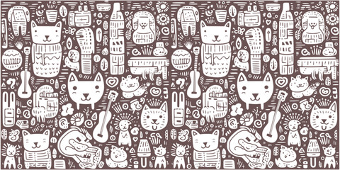 Abstract characters seamless pattern