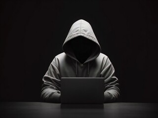 hacker in front of his computer committing digital cybercrime