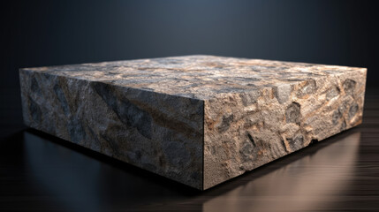 Stone table top on wooden table and dark background