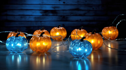 pumpkin halloween string lights decoration AI Generative