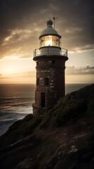 beautiful landscape with a light tower