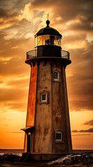 beautiful landscape with a light tower