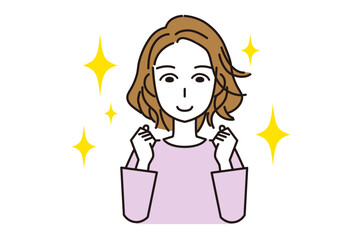 やる気に満ち溢れた若い女性　紫