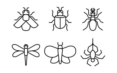 Fototapeta na wymiar A collection of simple insect line icons. Insect line art design. Suitable design elements for web and mobile apps