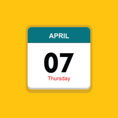 thursday 07 april icon with yellow background, calender icon