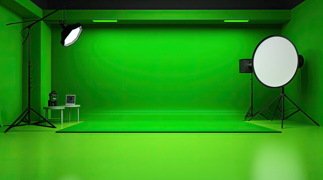 Neon green studio background for product showcase