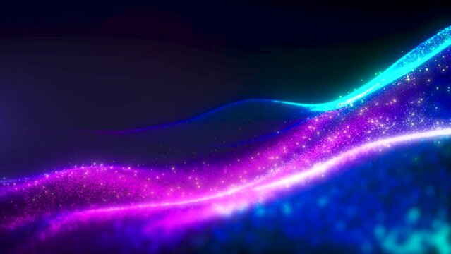 Vibrant Blue Purple Digital Particle Wave Abstract Background