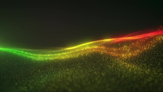 Green Yellow Red Digital Particle Wave Abstract Background
