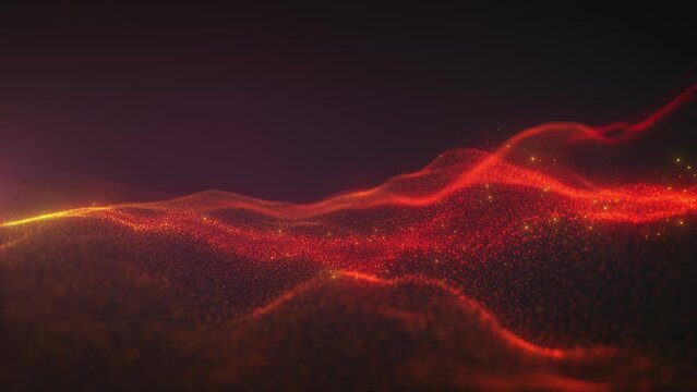 Glowing Red Gold Digital Wave Abstract Technological Background
