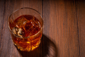 

Trendy hard alcohol mushroom cocktail, booze-free mushroom infused drinks in various cocktail glasses, with bar utensils on dark wooden background copy space