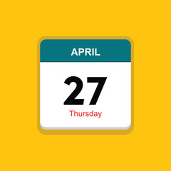 thursday 27 april icon with yellow background, calender icon