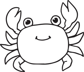 笑顔のカニさん線画