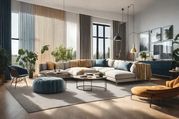 Fototapeta premium Modern Living Room. Contemporary Interior Design Background
