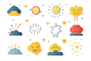 Weather forecast icons isolated on a white background