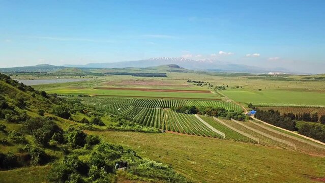 Mount Hermon Golan Heights and quenitra valley Aerial view