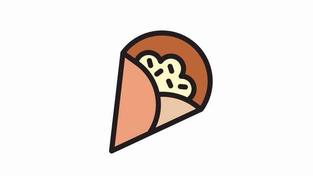 Crepe, Bakery animated icon on transparent background.
