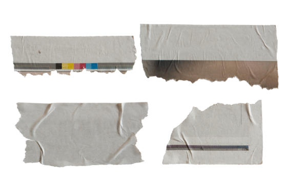 Small pieces of glued torn Newspaper