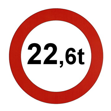 Illustration des Stra&szlig;enverkehrszeichens "Maximal zul&auml;ssiges Gesamtgewicht 22,6t"	