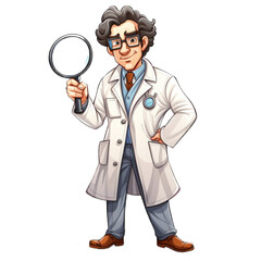 Forensic Scientist cartoon character isolated on transparent background. Generative AI