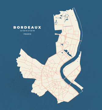 Bordeaux map vector poster flyer