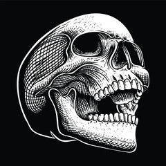 Skull position facing obliquely up vector illustration for your company or brand