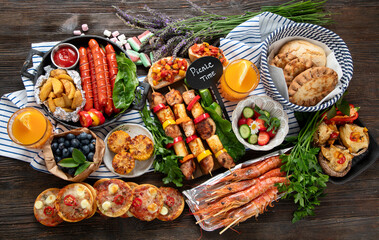Summer BBQ or picnic food concept.