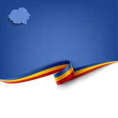 Document with ribbon and map Romania template