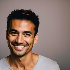 Fototapeta premium Smiling man looking at camera ai generative image 