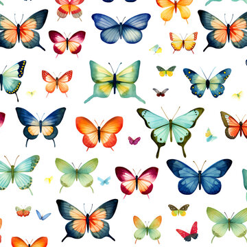 seamless pattern with butterflies,colorfull,flying ,Ai generated