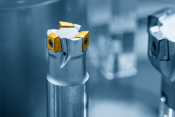 Close up scene the indexable tool for roughing process.