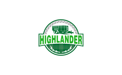 Highlander Garbage Truck Logo Design. Dump Trailer Logo. Dumpster Template
