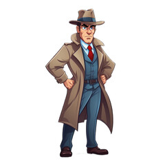 Police Detective cartoon character isolated on transparent background. Generative AI